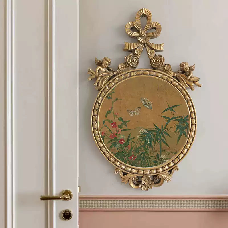 French Chinese Fusion Wall Art Bamboo Butterfly Gold Frame - Rosetta Creative Boutique